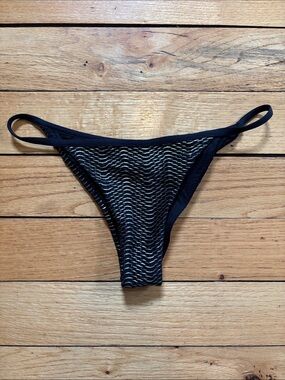 Black Metallic Wave Bikini Bottom